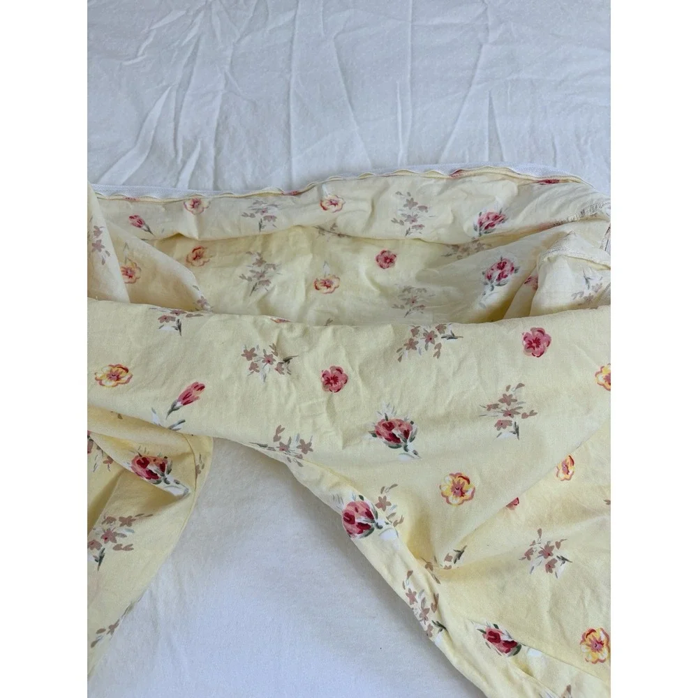 Boppy Pillow Replacement Cover Yellow Cotton With Pink Flowers Zipper‎ Closure